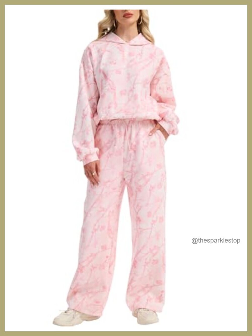 Womens 2 Piece Sweatsuit Oversized Camo Hoodie Wide Leg Sweatpants Lounge Set